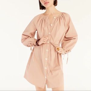 J. Crew petite tie-sleeve button-front dress in cotton poplin